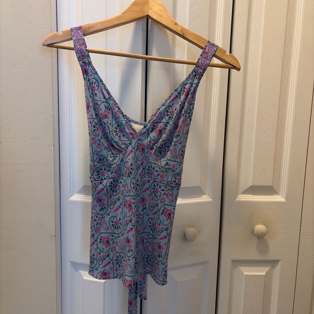 Plenty 100% Silk Floral Tie-Back Tank Top Size 8